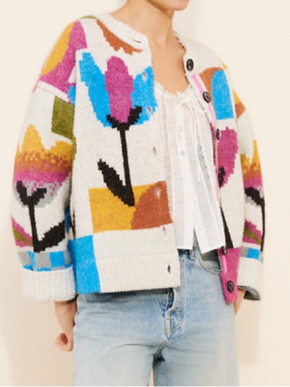 Free People Tulip Whirl Cardigan Size M - Picture 7 of 10